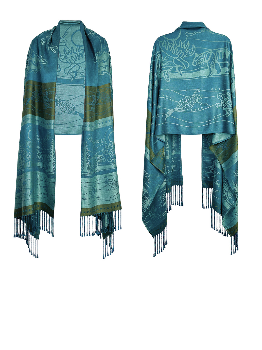 All My Relatives (Indinawemaaganidag) Shawl by Storm Angeconeb, Lac Seul First Nation, Ojibwe