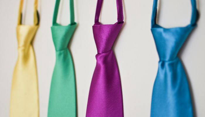 Colorful solid zipper ties hanging