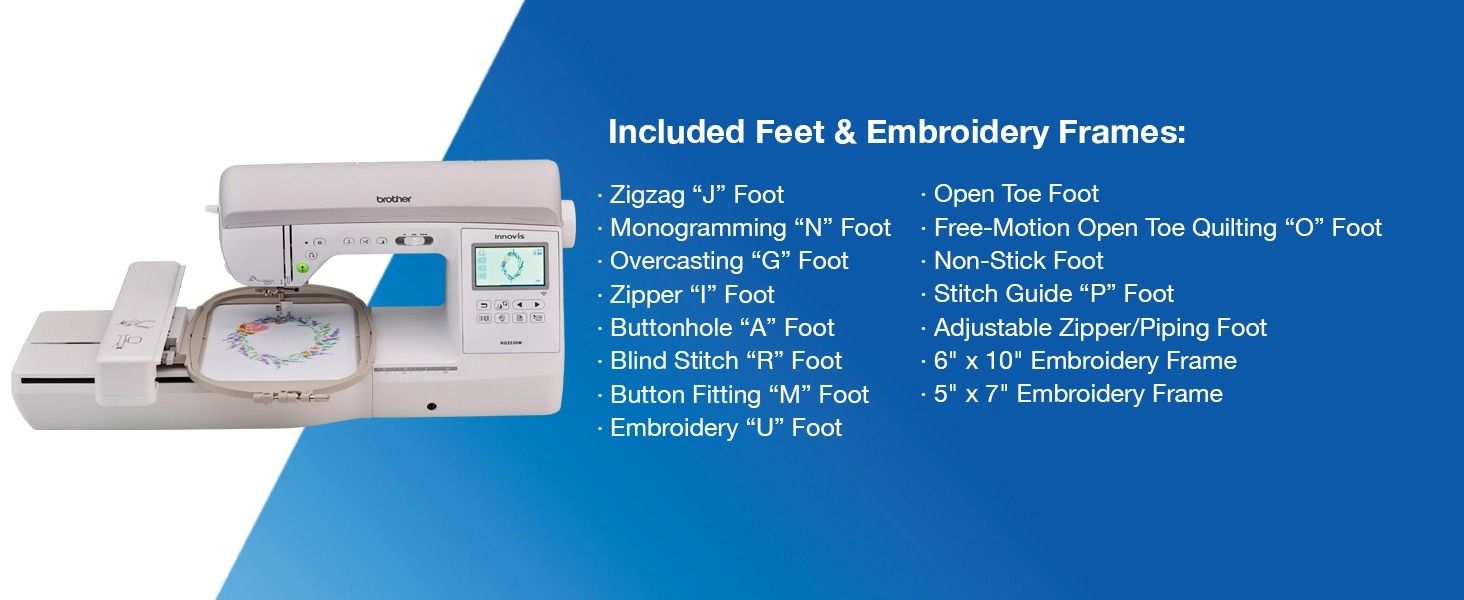 Brother NQ3550W Sewing and Embroidery Machine Included Accessories