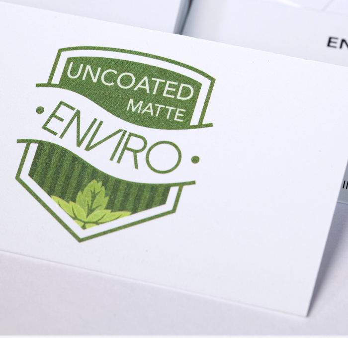14pt uncoated Enviro business cards with a natural matte surface