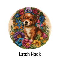 Latch Hook. Image: Herrschners Sweet Puppy Blooms Latch Hook Kit.
