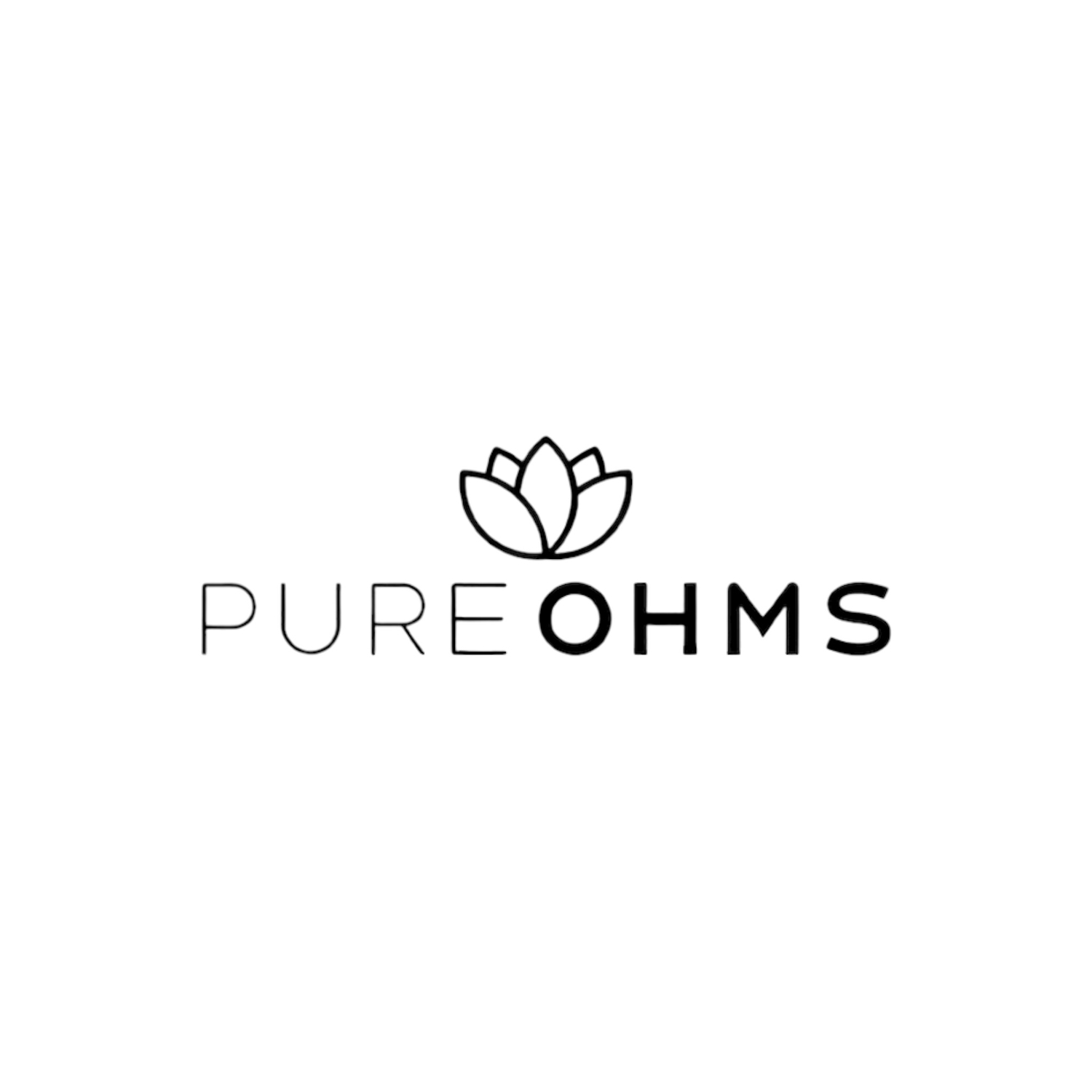 Logo of Pure Ohms featuring a lotus flower.