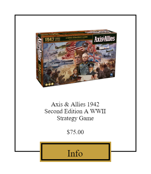 Axis and Allies 1942 second edition A World War two strategy game. $75. Click for more information.