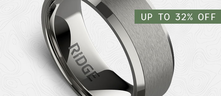 A sleek ring with a discount label for Ridge brand products.