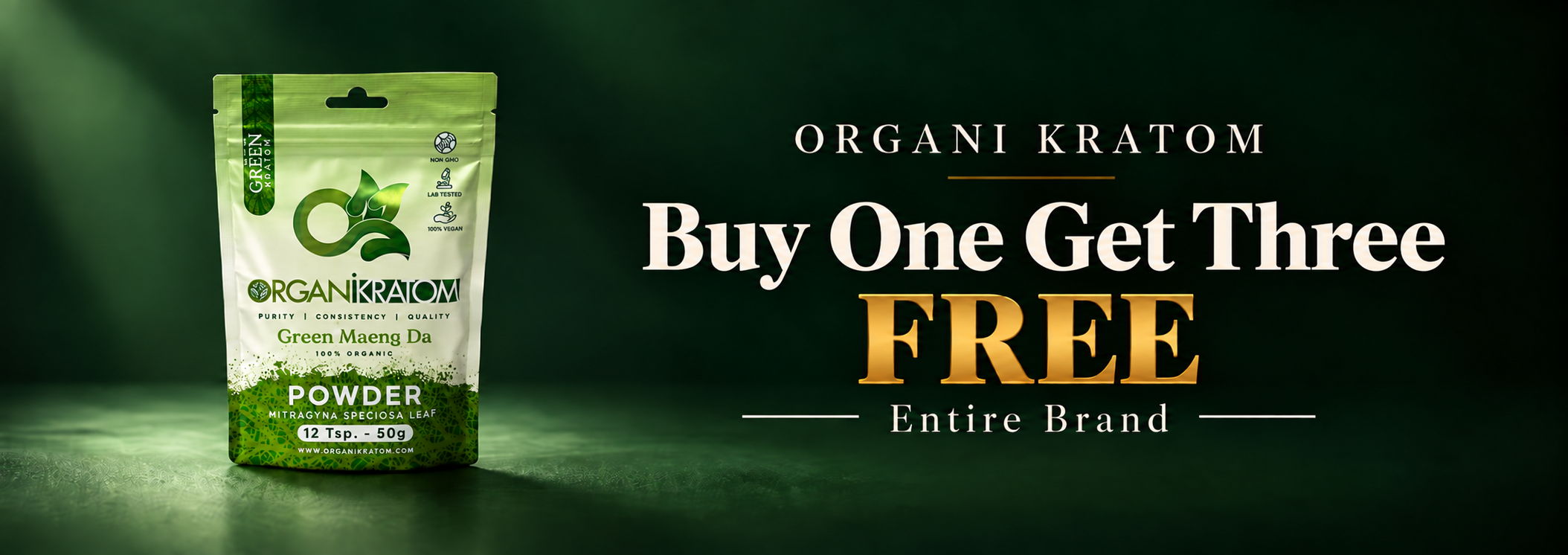 Organic Kratom promotional image with 
