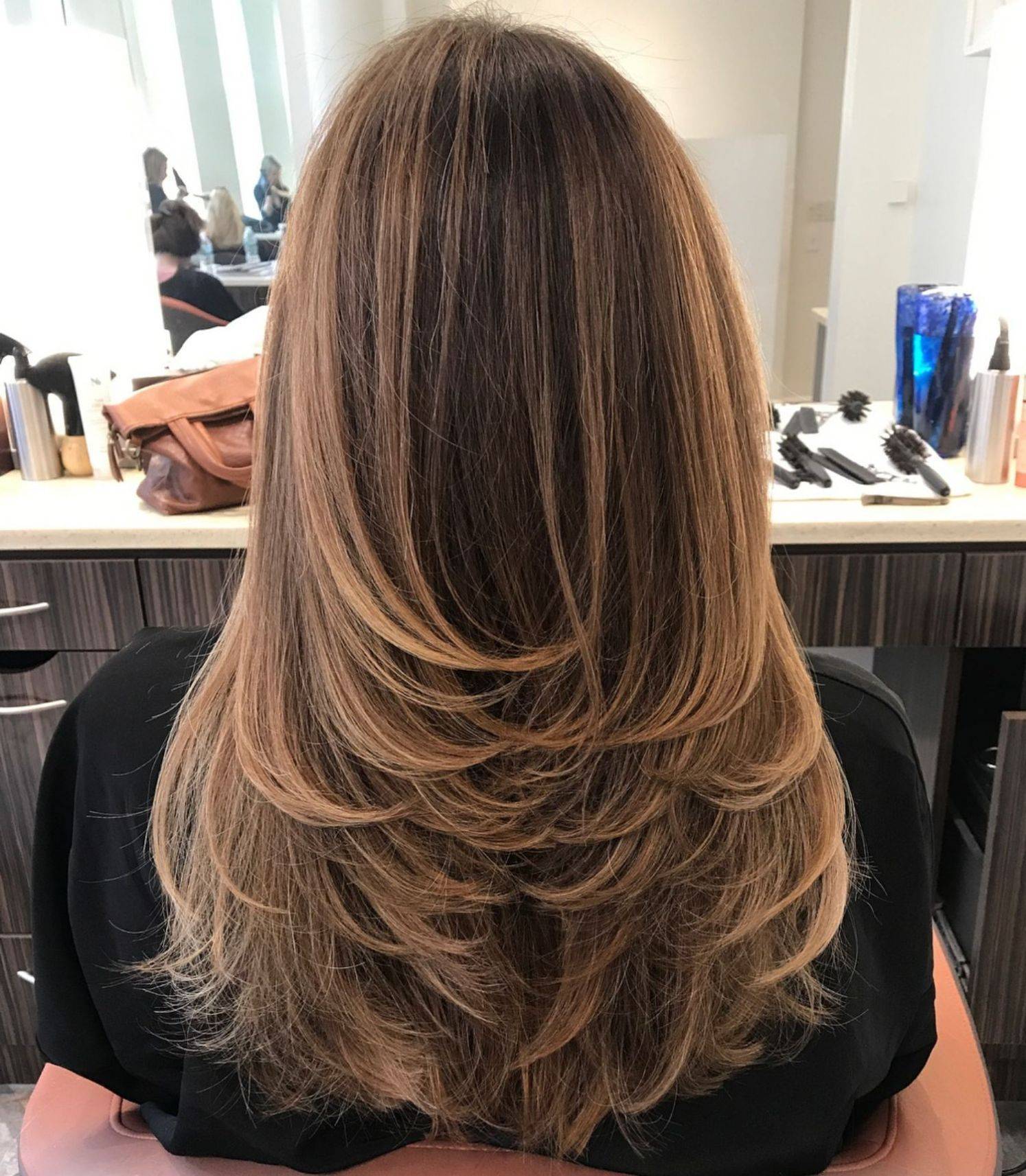 Flipped layers for long hair