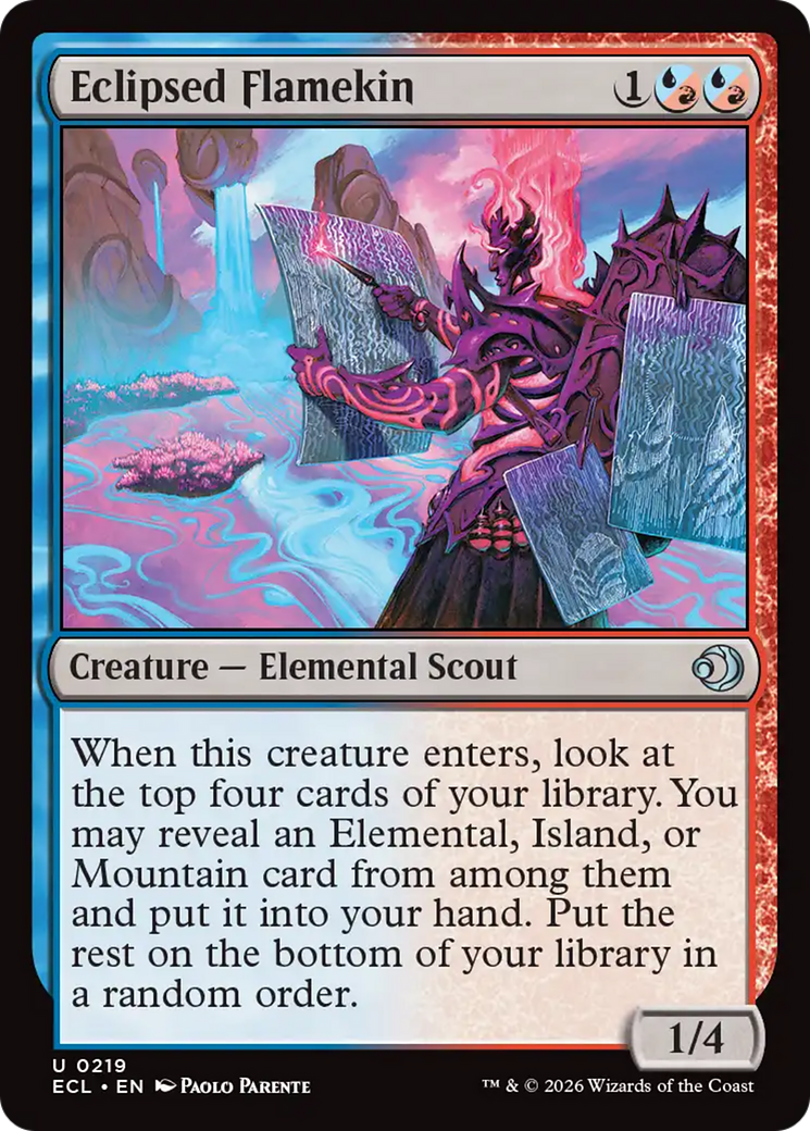 The card Eclipsed Flamekin from the MTG set Lorwyn Eclipsed.