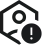 Chemical structure with a hazard symbol and warning sign.