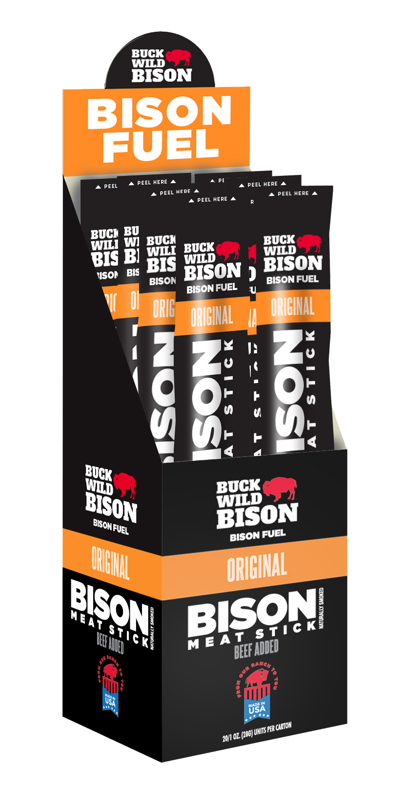 Bison Fuel Original Meat Sticks 1oz - 120/Case