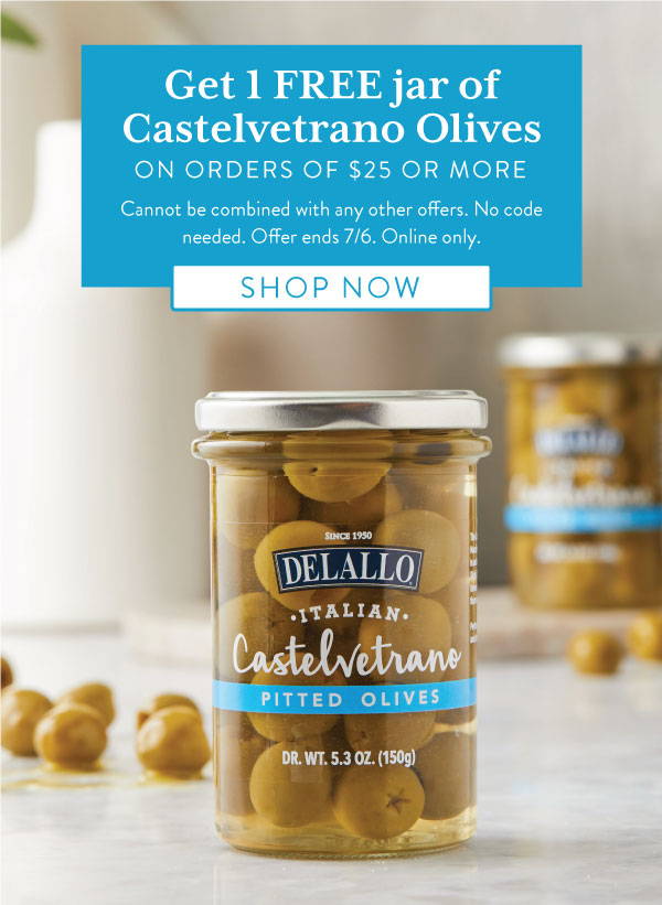 Jar of DeLallo Castelvetrano olives