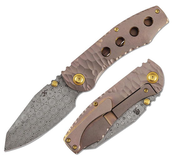 Kansept Knives Caveman Folding Knife in Copper Scales with a Damascus Blade Model K1110A6