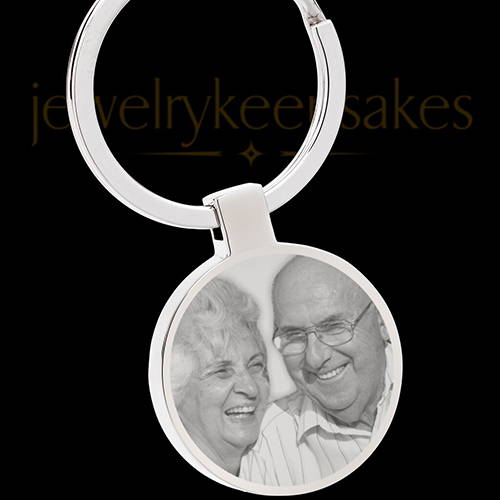 Stainless Steel Round Photo Engraved Keychain