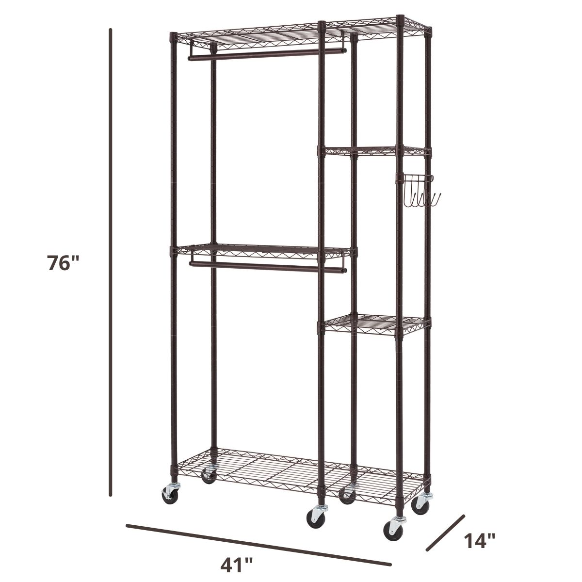 76 inches tall rolling garment rack