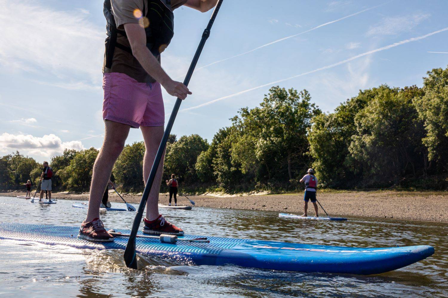 Paddle boarding on the River Thames in London