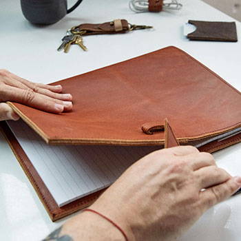 Leather bound notebook gift