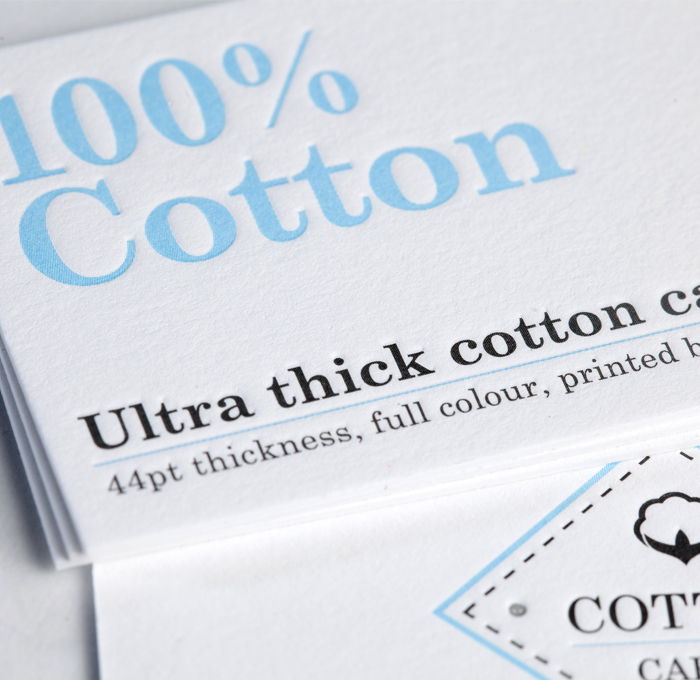 Cotton business cards printed on ultra thick cotton card stock