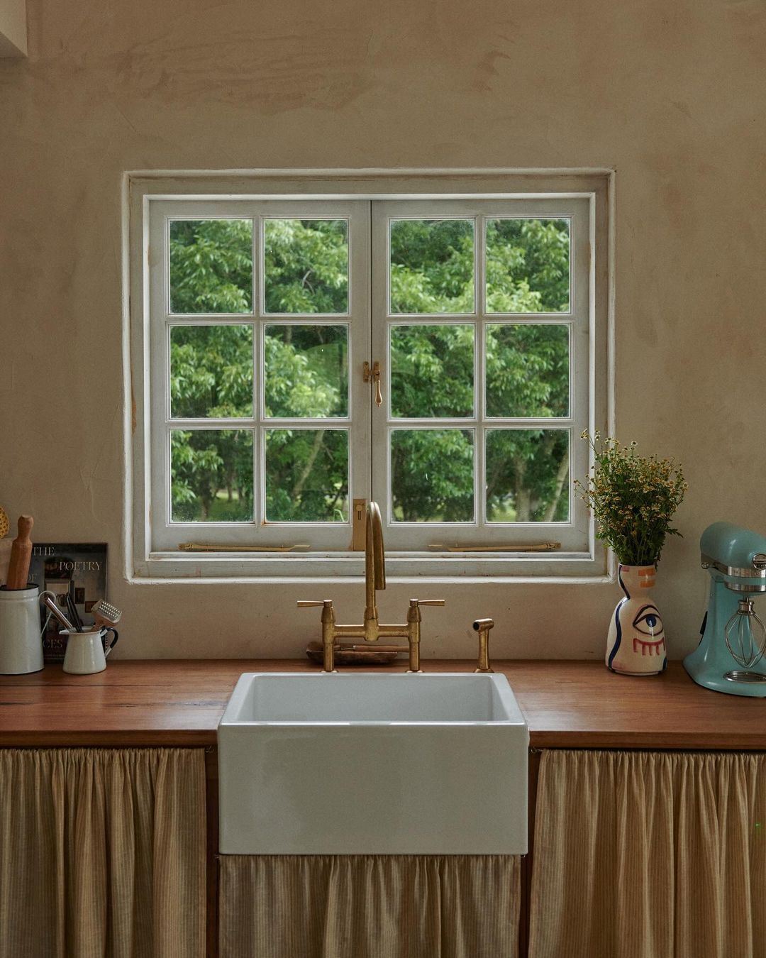 Rustic french style kitchen bench and sink