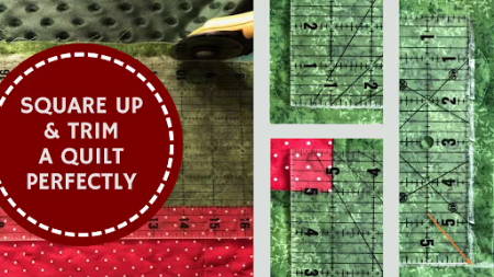 thumbnail of the blog post about squaring up your quilt and trim the edges