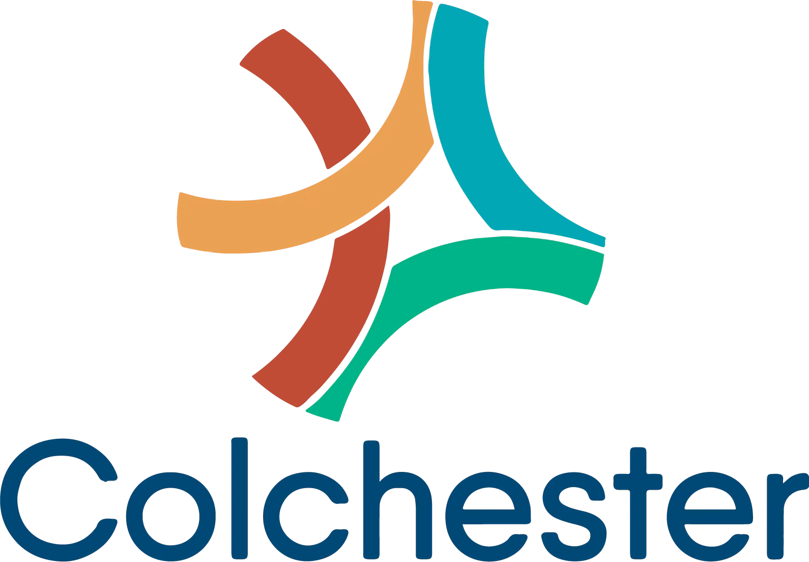Logo of Colchester County with colorful abstract shapes.