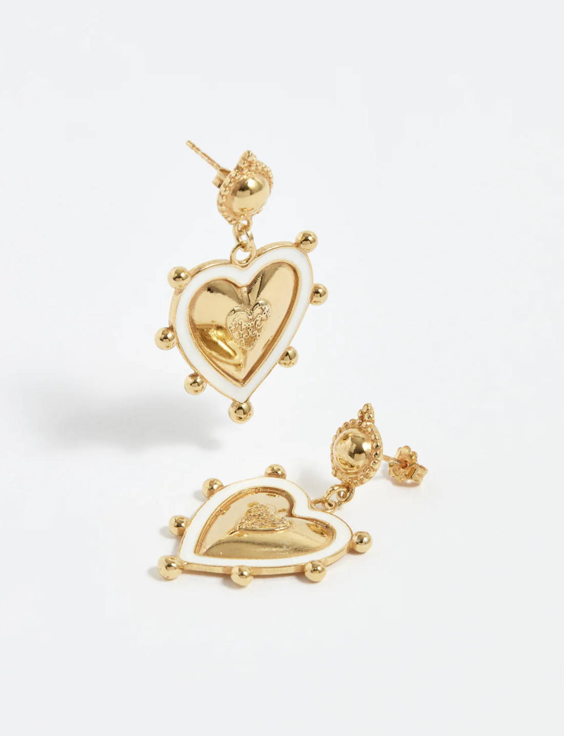 soru jewellery sicilian heart earrings 18ct gold plated solid silver and enamel