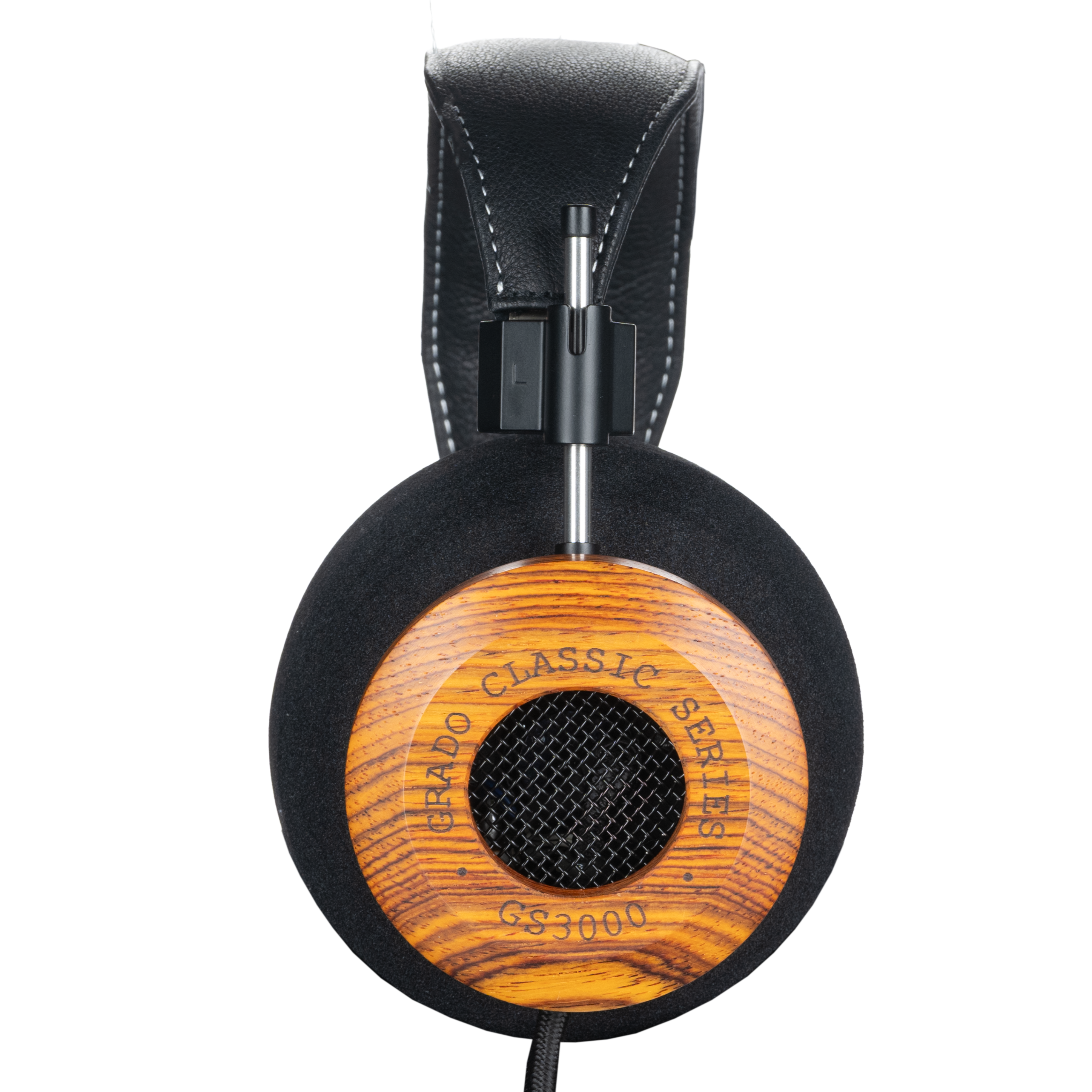 Photo of Grado GS3000 Headphones taken from the side - the words - Grado Classic Series and - GS3000 - can be seen on the ear cup.