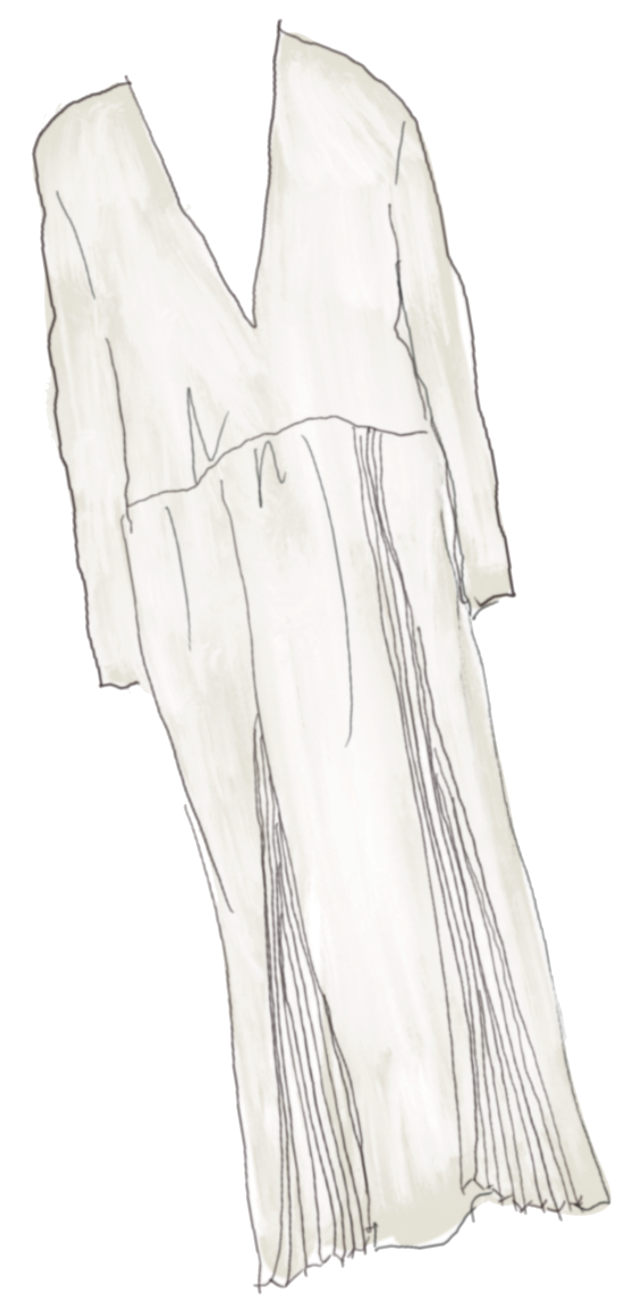 Eco Silk Pleated Godet Dress