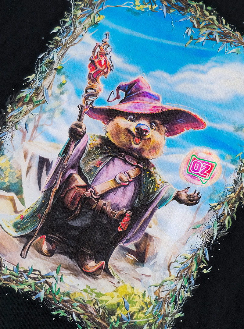 Fantasy-style wizard quokka holding glowing orb with 