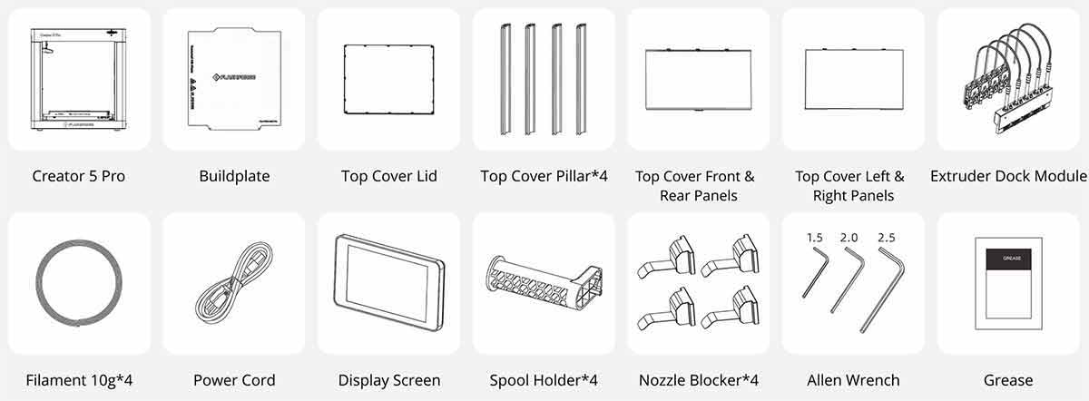 Various icons representing different shapes and objects.