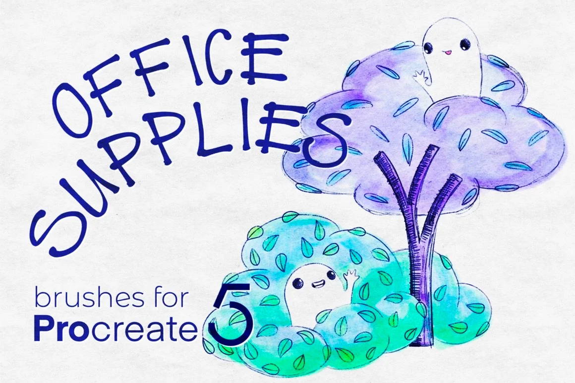 Office Supplies pen and marker brushes for Procreate by Uproot Brushes