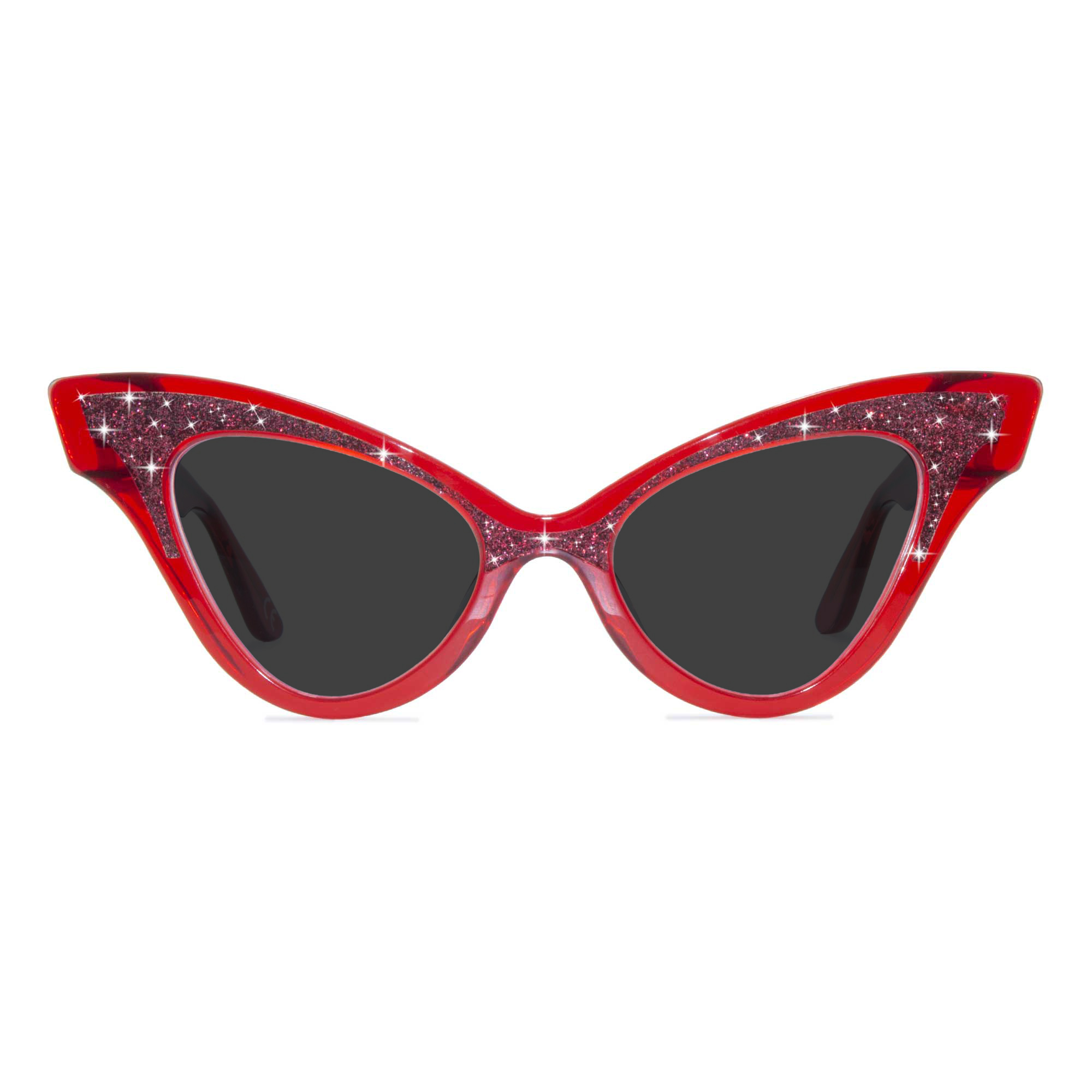 Joiuss glimmer clear red cat eye sunglasses 