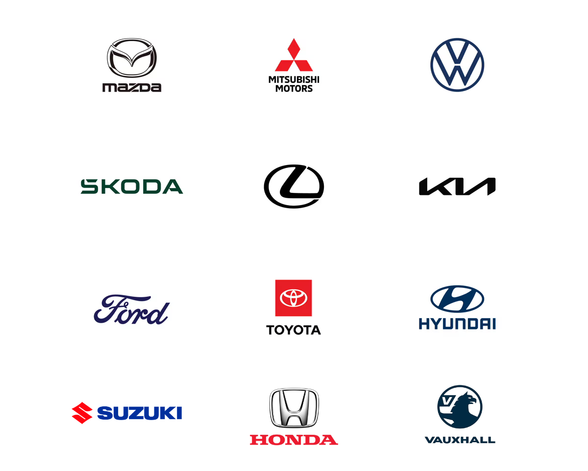 Logos of various car manufacturers displayed in a grid format.