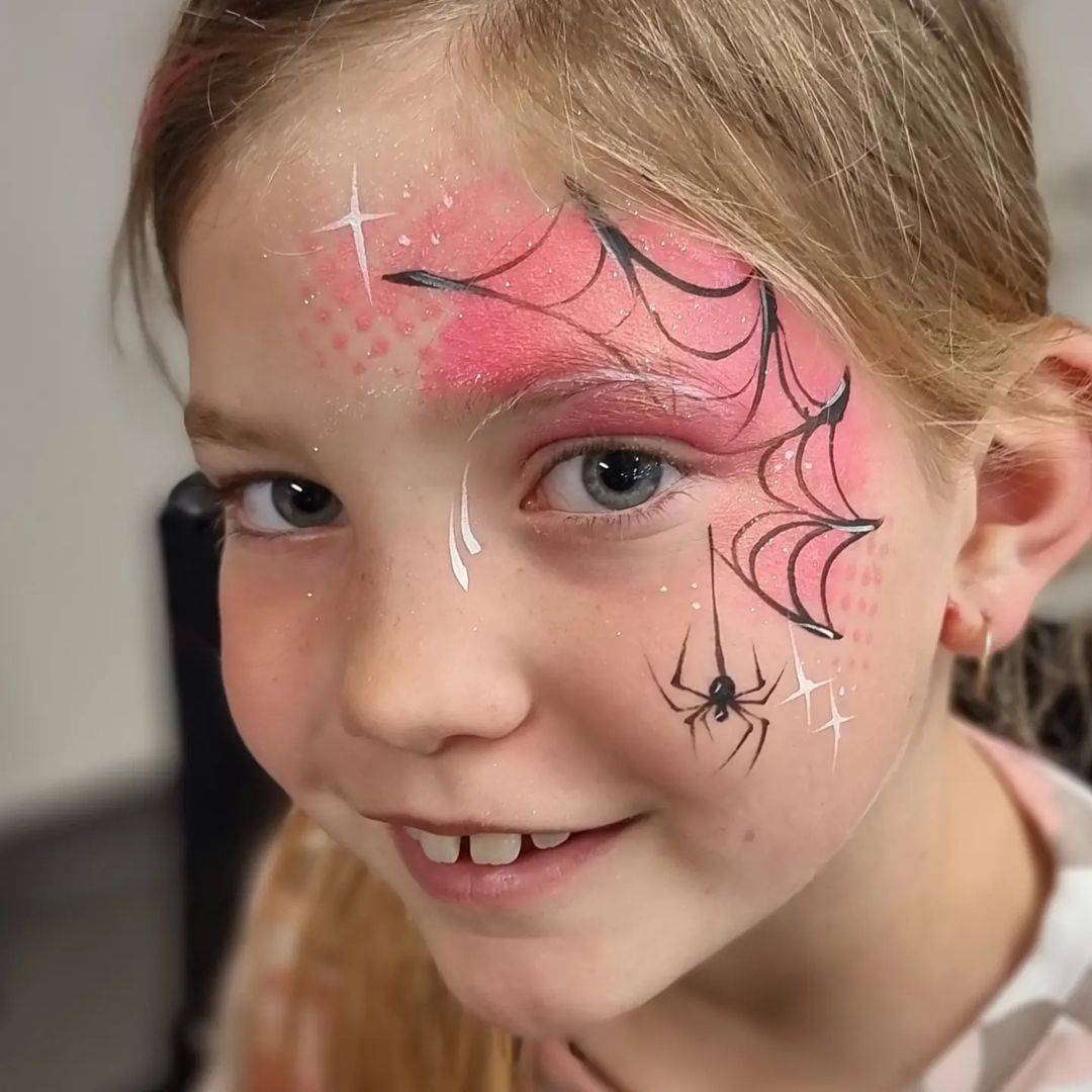 spider face paint delicate web pink 