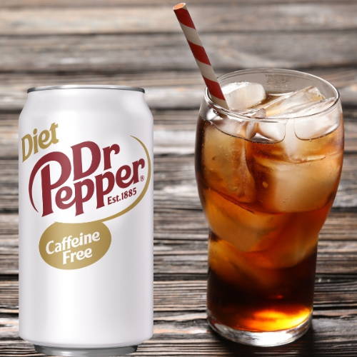 Glass of Diet Dr Pepper with can 