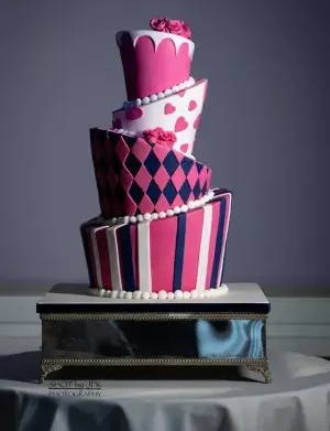Funky Pink and Purple Wedding Cake
