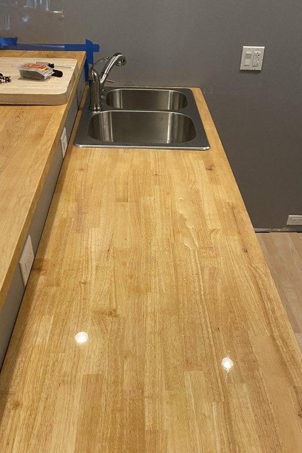 A wooden epoxy countertop made using UltraClear Bar & Table Top Epoxy