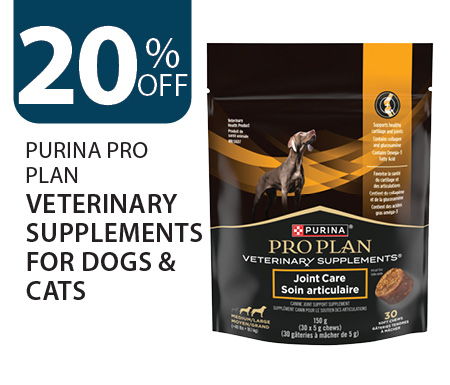 20% off Purina Pro Plan Veterinary Supplements for dogs and cats
