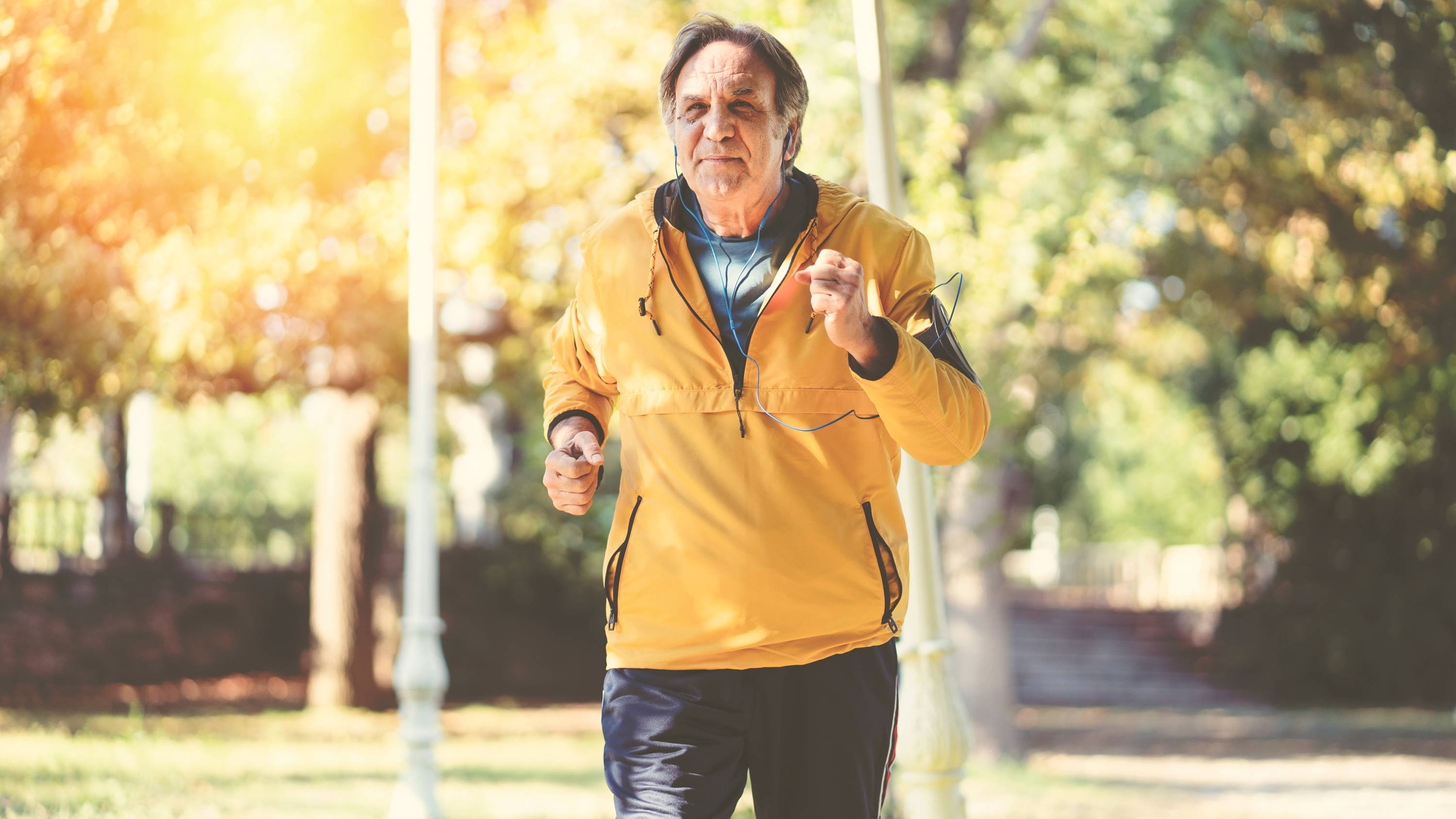 Healthy elderly man exercising