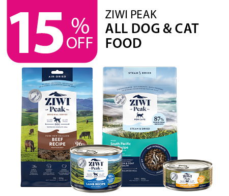 15% off Ziwi Peak all dog and cat food