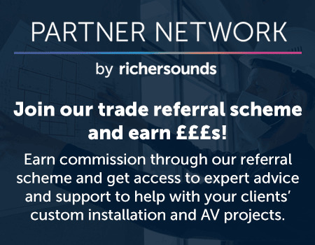 Text promoting the Richer Sounds partner network and referral program.