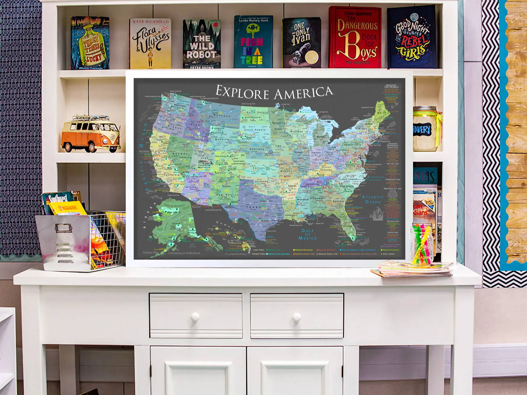 framed USA map