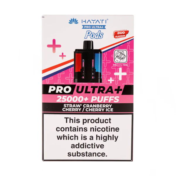 Packaging for the Hayati Pro Ultra Straw' Cranberry / Cherry Ice flavour