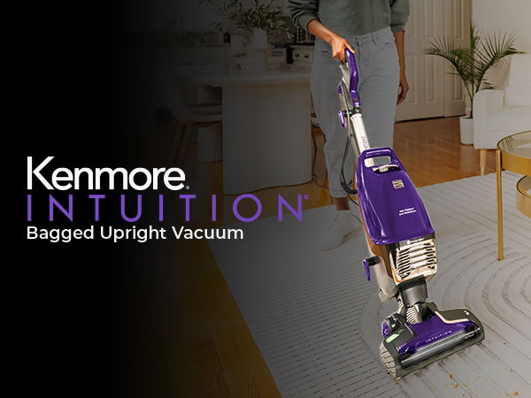 Kenmore Intuition bagged upright vacuum in a living room setting.