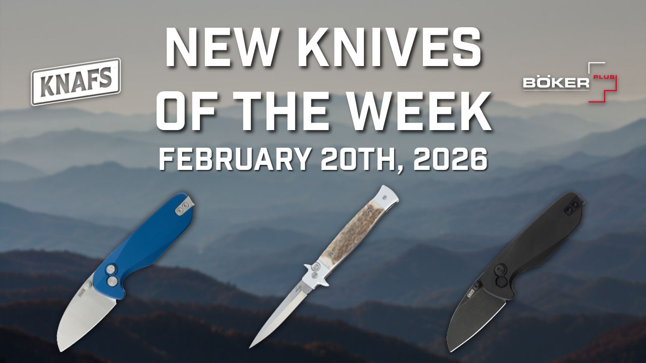 New knives of the week, February 20th, 2026, featuring three knife designs.