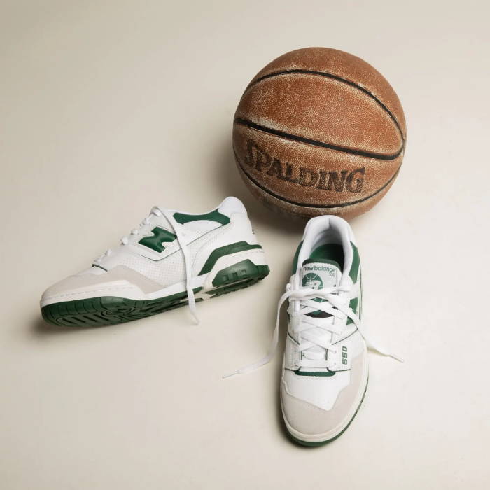 green new balance 550s by basketball
