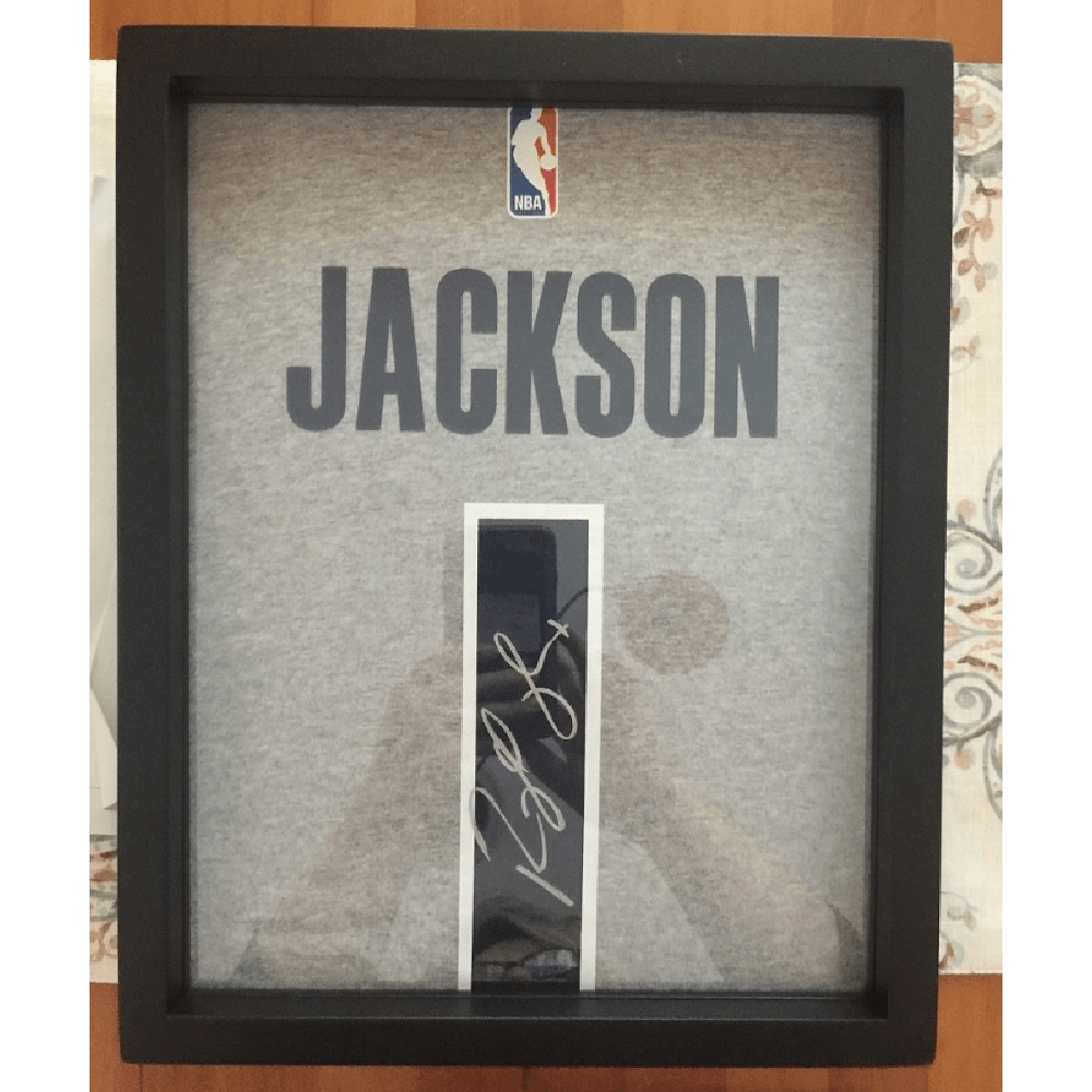 Signed NBA Reggie Jackson T-Shirt displayed in a Shart Original T-Shirt Frame