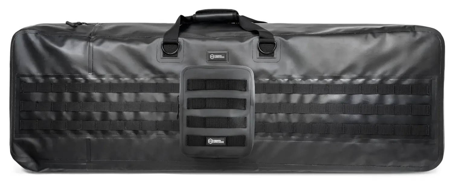 Mission Darkness Dry Shield Revoke Rifle Faraday Case with the Dry Shield MOLLE Faraday Pouch attached