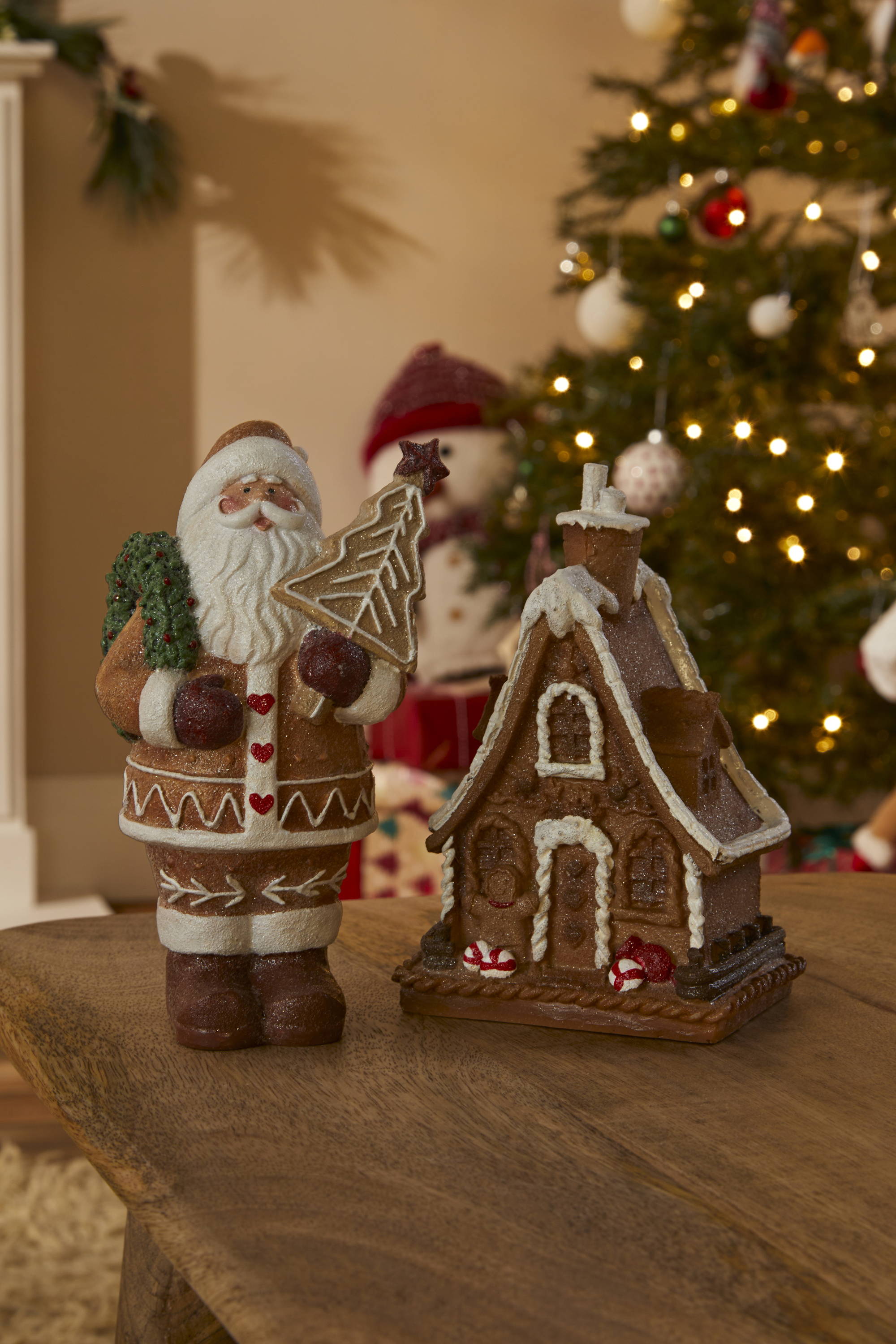 Gingerbread Santa & house Christmas ornaments