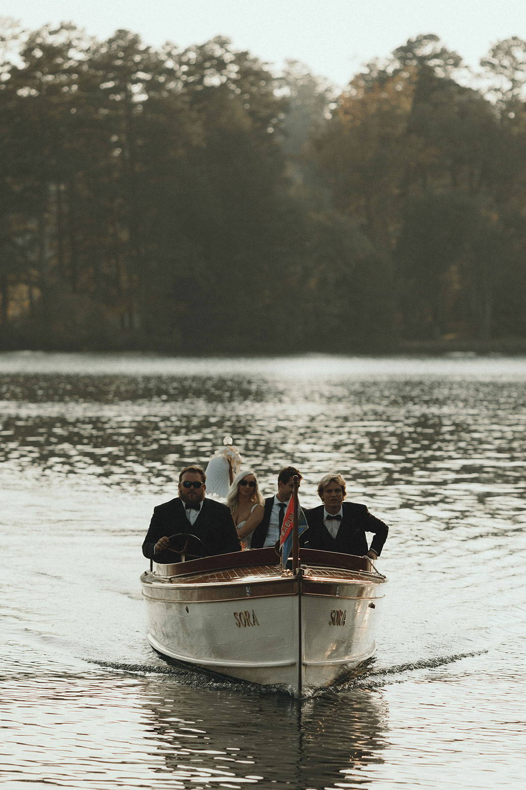 Wedding party on boat