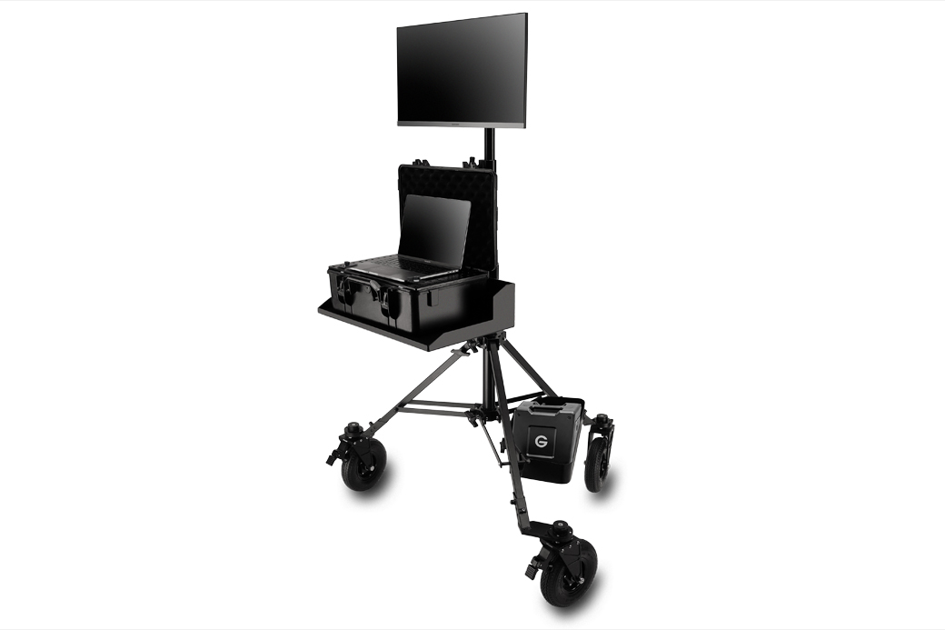 Proaim Alpha Mobile Workstation: Chân đế, Khay đựng máy tính xách tay và phụ kiện, Giá đỡ màn hình VESA