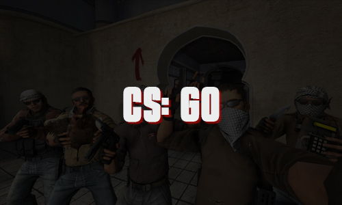 Counter-Strike 1.6 game scene with characters and logo text.